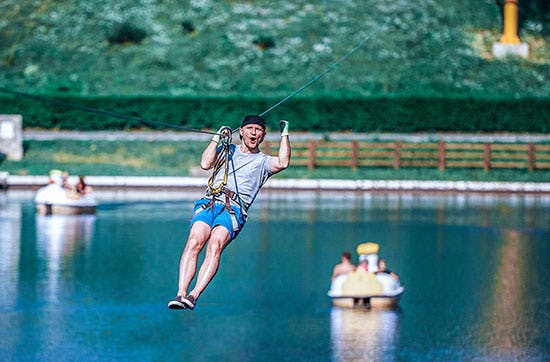 Flying Fox über den Dobra-Stausee