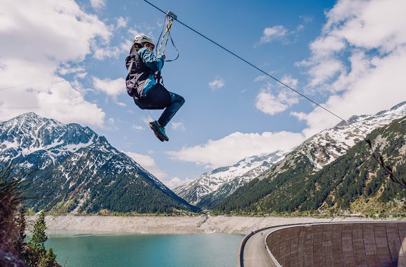 Flying Fox am Schlegeis-Stausee im Zillertal