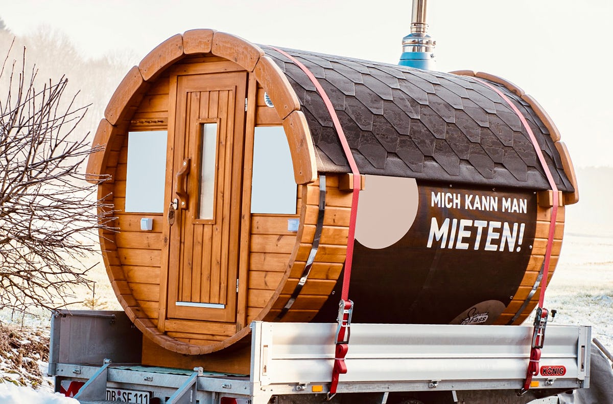 Mobile Fass-Sauna mieten Friedberg
