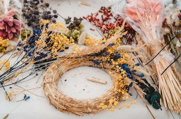 Trockenblumen Türkranz selber machen Pliening