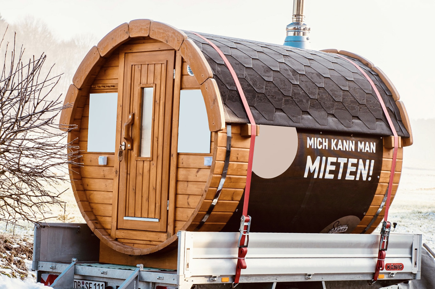 Mobile Fass-Sauna mieten Friedberg