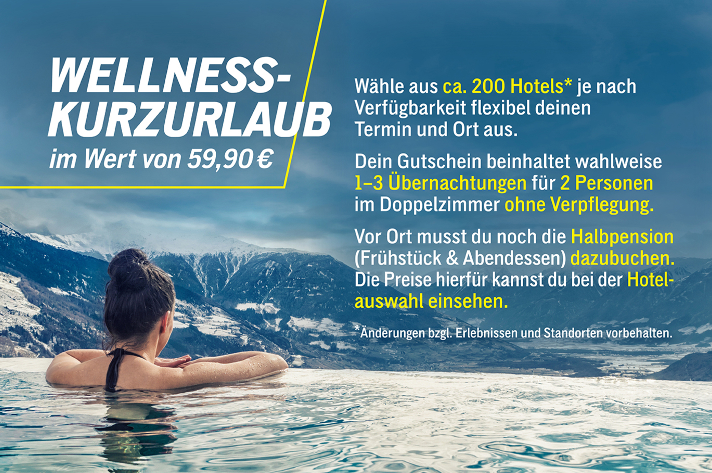 Wellness Kurzurlaub für 2 (3 Nächte) in Europaweit