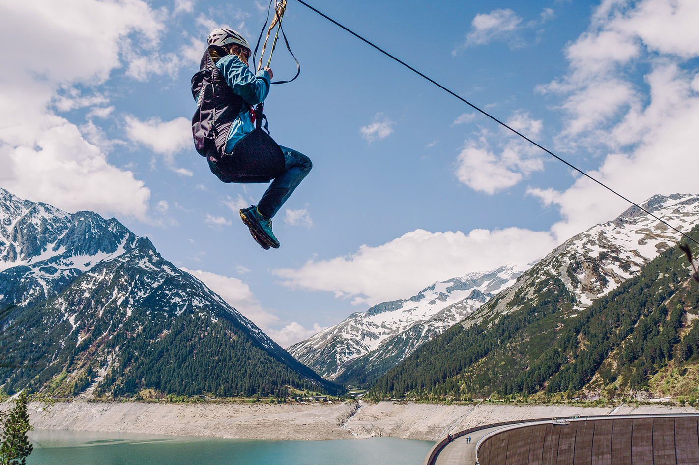 Flying Fox am Schlegeis-Stausee im Zillertal in Ginzling